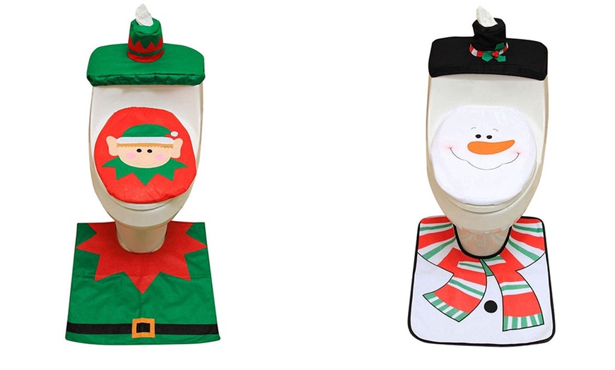 Image 14: Three-Piece Xmas Toilet Cover