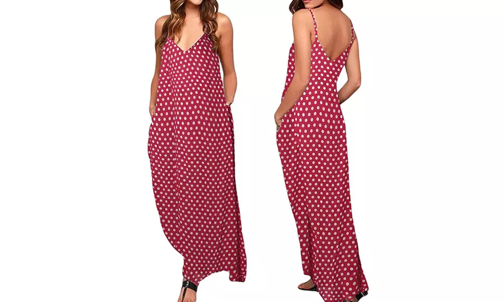 Robe longue et légères à pois avec dos nu, coloris au choix - Image 5