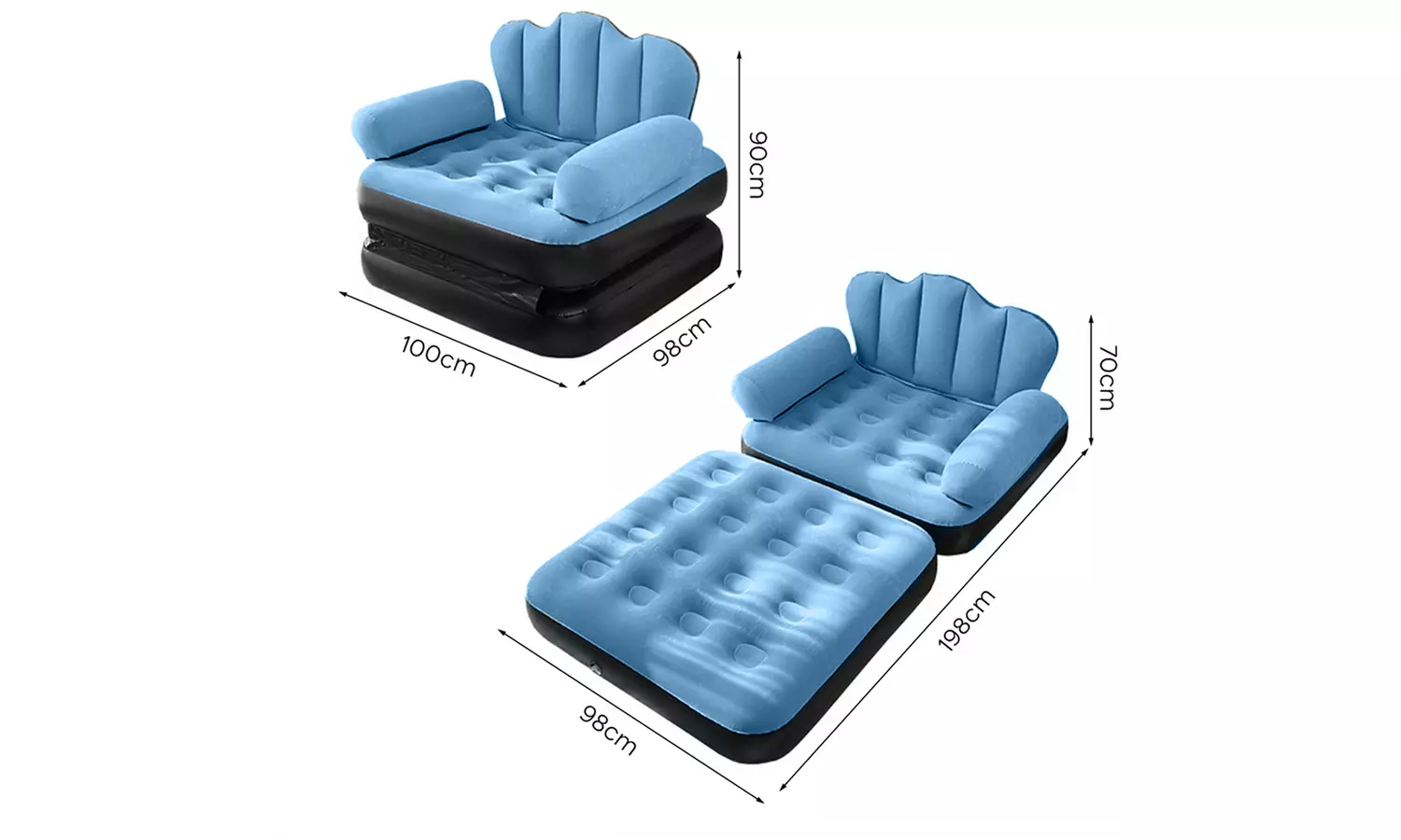 Poltrona gonfiabile con poggiapiedi