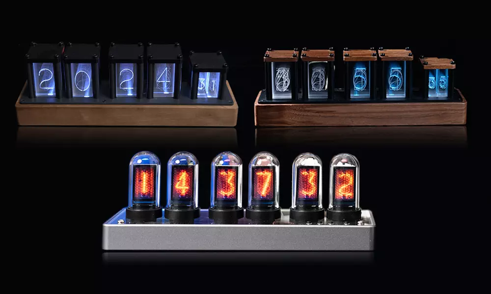 Elégance vintage & technologie moderne : horloge à tube Nixie au choix