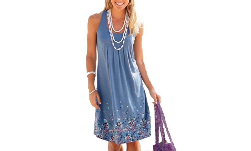 Image 5: Women’s Sleeveless Floral-Themed Dress