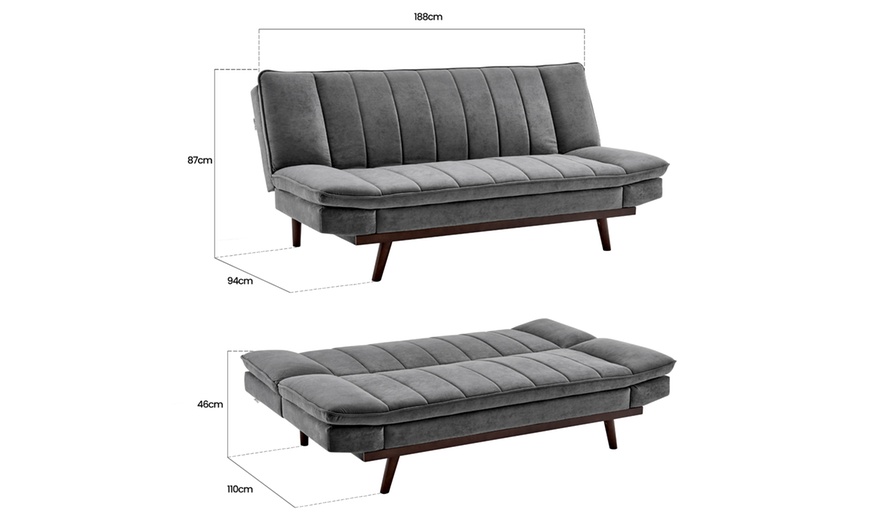 Image 11: Three-Seater Velvet Sofa Bed