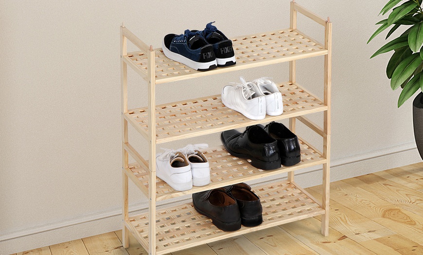 Image 7: Walnut Wood Shoe Rack