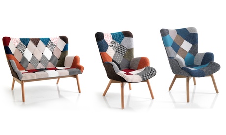 Divano o poltrona Kaleidos in tessuto con tecnica patchwork