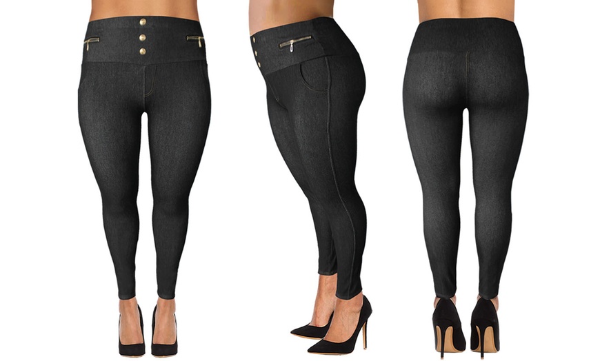 Image 9: Plus Size Denim Print Jeggings