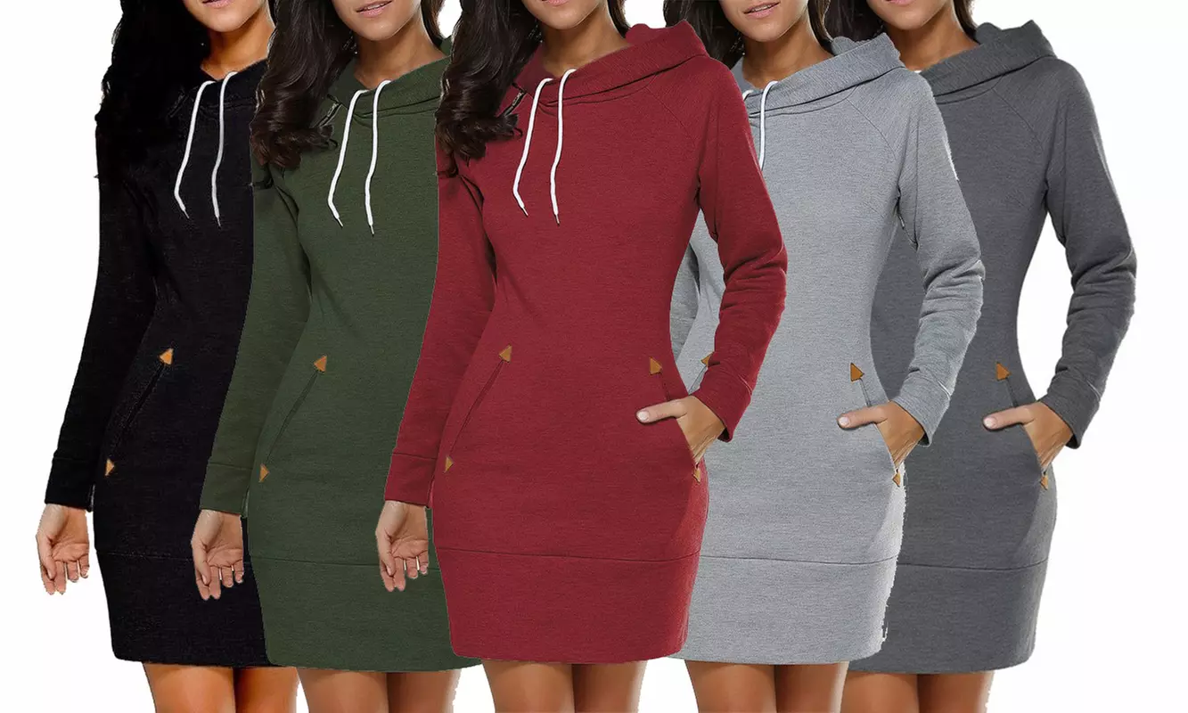 Kleid mit Kapuze und zwei Taschen für Damen in der Farbe nach Wahl - Primary Image