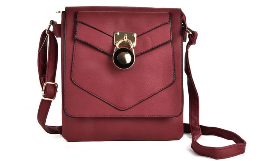 boxy push lock crossbody bag