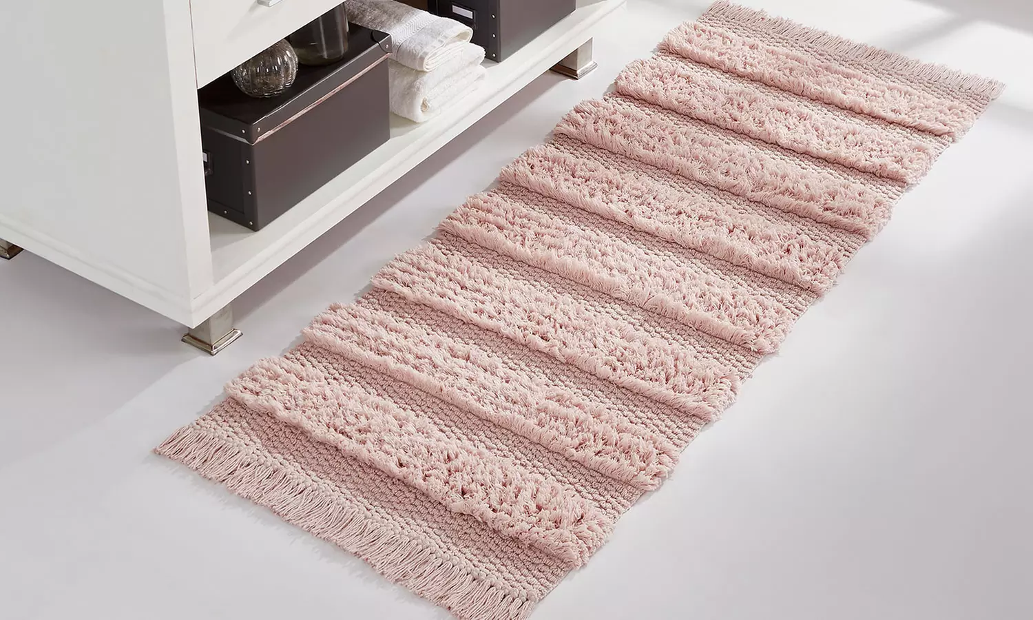 Savannah Oversized Cotton Fringe Bath Rug Runner - Primary Image