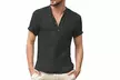 One or Three Men's Cotton V-Neck Button T-Shirts - Second Medium
