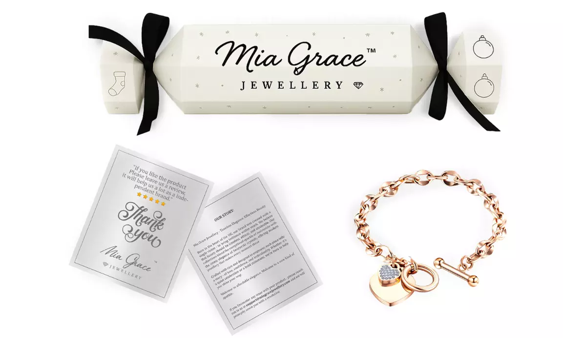 Heart Toggle Bracelet with 25 Crystals from Swarovski - Christmas Gift Packaging