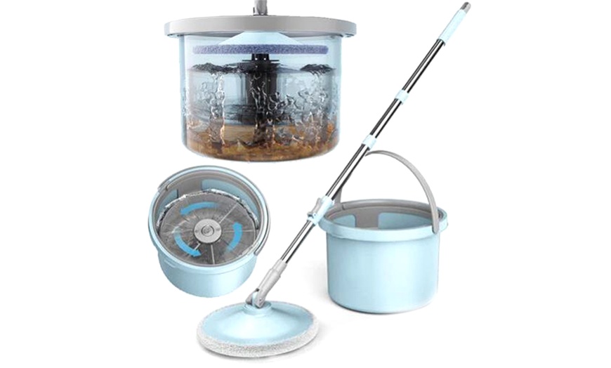 Image 1: 360° Spinning Floor Mop and Bucket Set