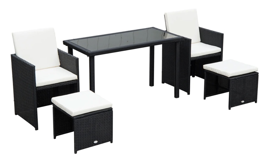 Image 7: Outsunny Five-Piece Rattan-Effect Dining Set