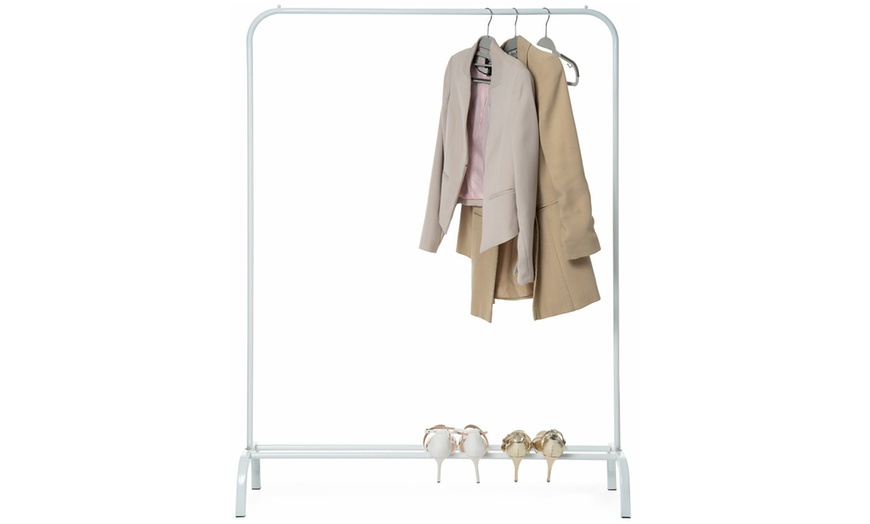 Image 9: Black or White Clothes Rail With Shoe Storage Rack