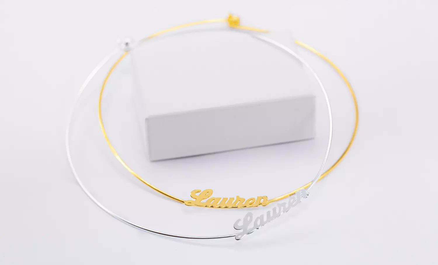 Silver- or Gold-Plated Choker Name Necklaces from MonogramHub (Up to 90% Off) - Second Medium