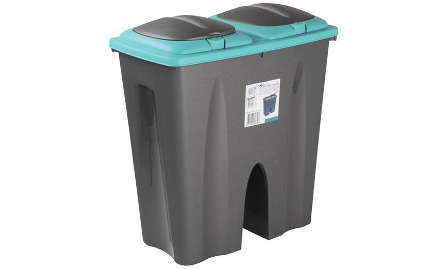 Image 3: Double Recycling Waste Bin 50L