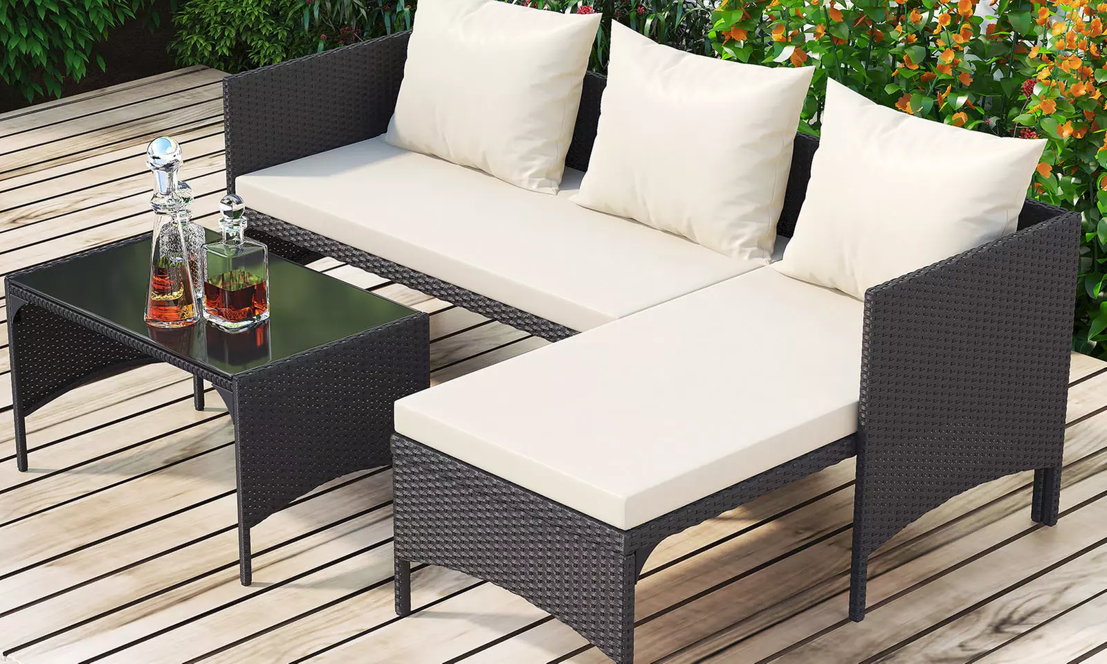 Three-Piece Rattan Effect Furniture Set