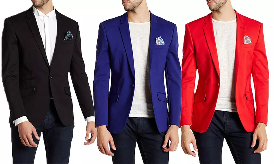 Suslo Couture Men's Solid Slim Fit Sports Coat - Primary Image