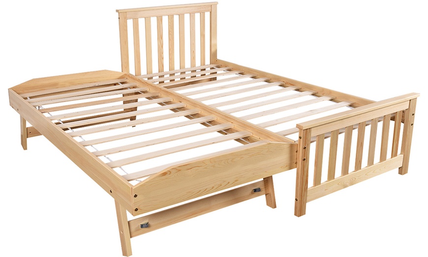 Image 7: Single Wooden Bed with Trundle