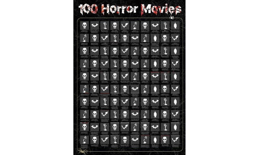 Image 2: 100 Horror Movies Bucket List Scratch Off Poster