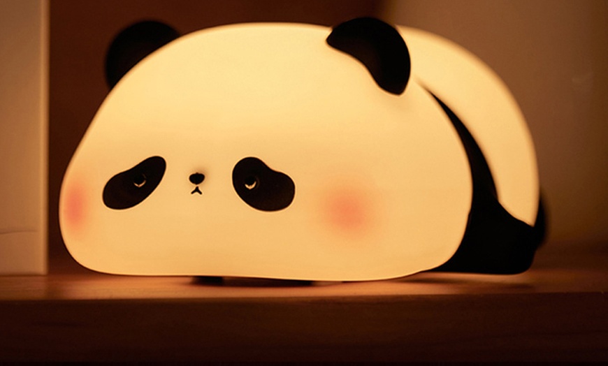 Image 3: Panda-Shaped Night Light, Soft Silicone with Adjustable Brightness
