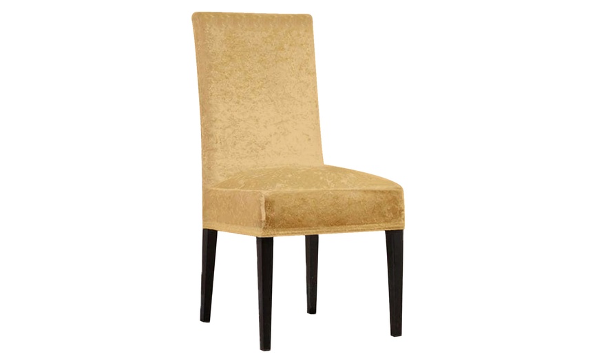 Image 3: Stretch Velvet Chair Covers