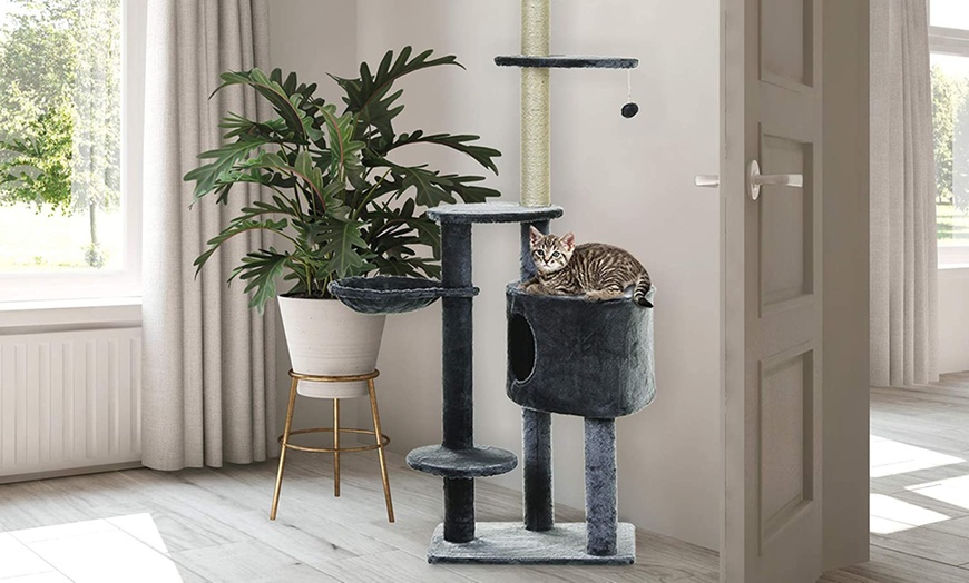 Image 5: PawHut Floor-to-Ceiling Cat Tree