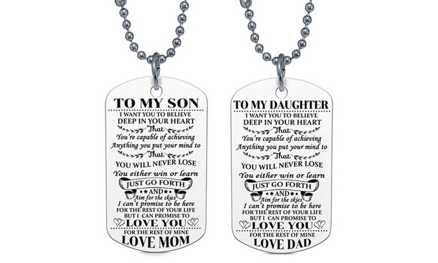 Image 2: 'To My Son' or 'To My Daughter' Dog Tag Necklace