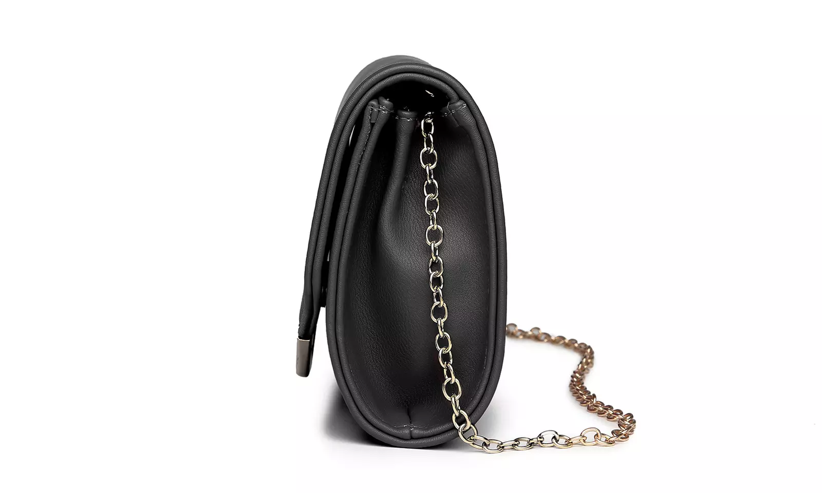 Miss Lulu Vegan Envelope Clutch Bag With Long Gold Chain Strap