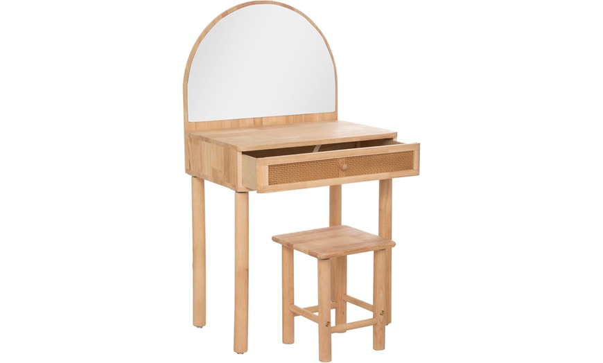 Image 2: Coiffeuse pour enfant en bois d'Hévéa avec tabouret et miroir