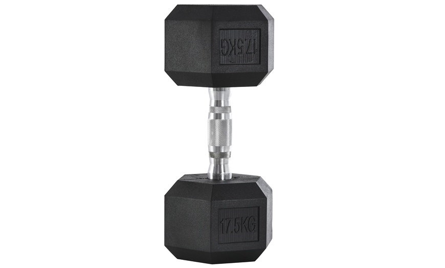 Image 12: HOMCOM Hex Dumbbell Weights 4kg-20kg; Rubber Weight and Metal Grip