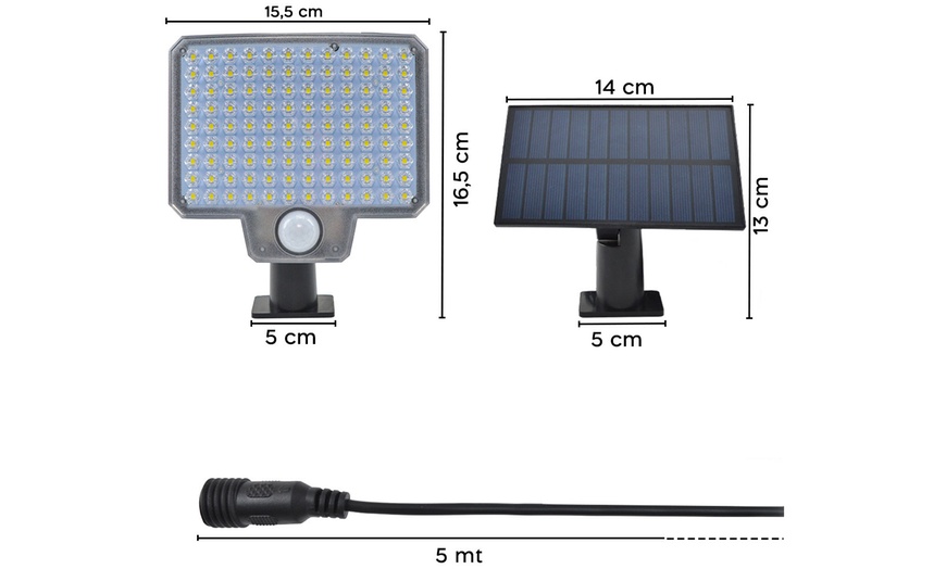 Image 2: Faretto LED a parete con pannello solare