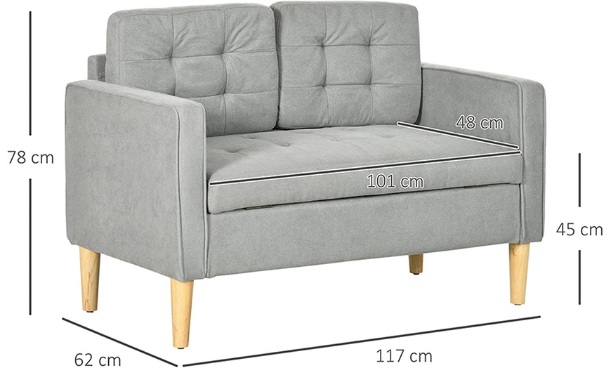 Image 11: Homcom Two-Seater Storage Sofa