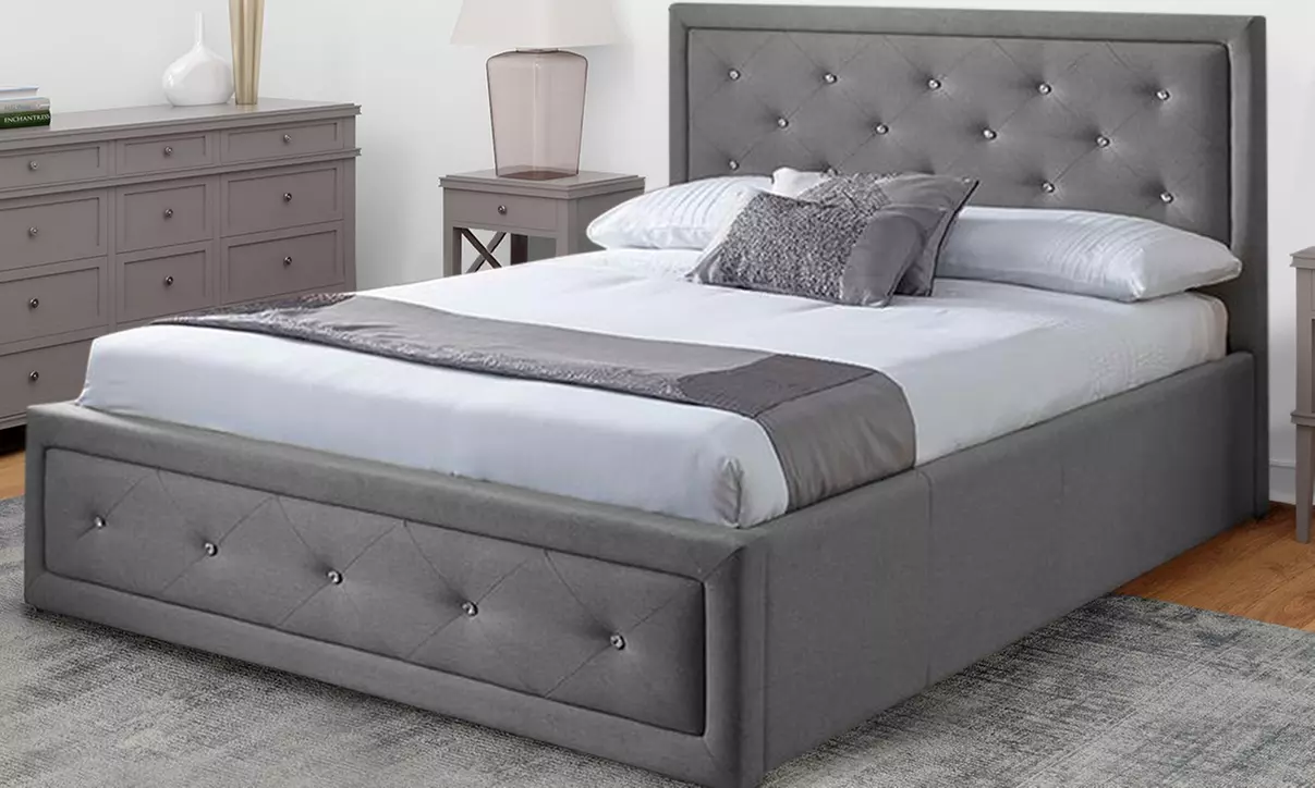 Carerra Diamond Ottoman Storage Bed with or without Mattress