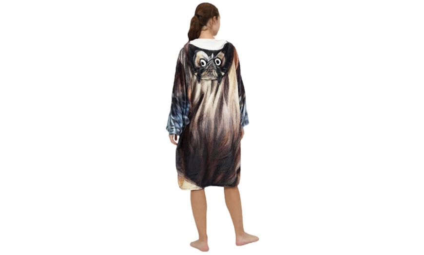 Image 3: Owl-Pattern Hooded Blanket