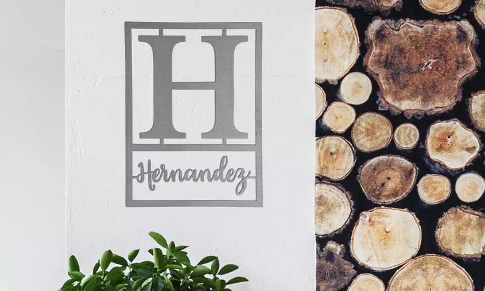 One, Two, or Three 13" or 16" Custom Metal Floating Script Square Monograms from Rusted Orange (Up to 56% Off) - Primary Image
