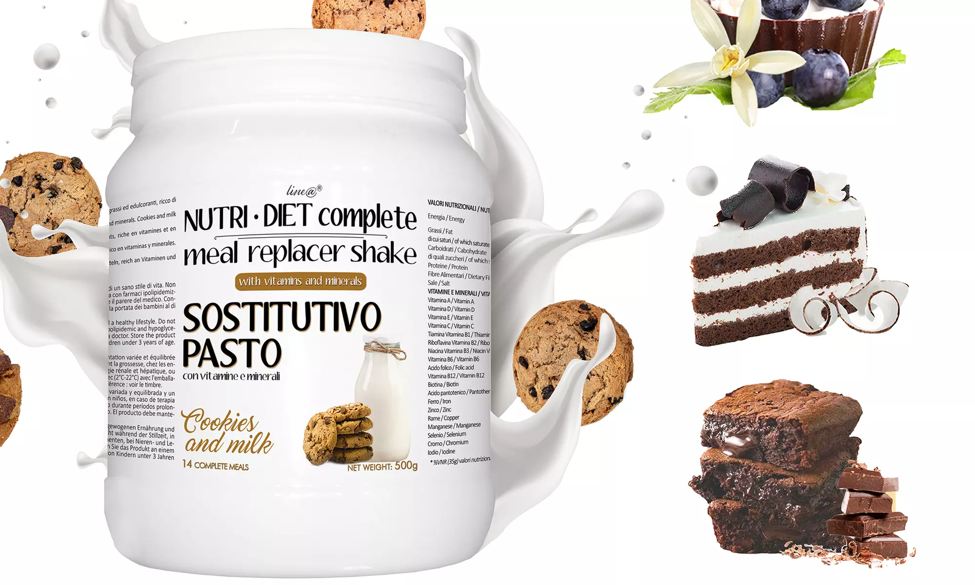 14 ou 28 substituts de repas de 500 g avec 19 vitamines et minéraux de Line@, saveur au choix - Primary Image