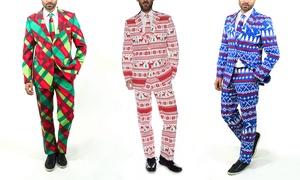 Braveman Men's Ugly Christmas Suits with Matching Tie