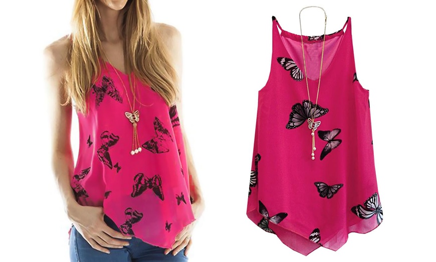 Image 5: Butterfly Print Chiffon Top