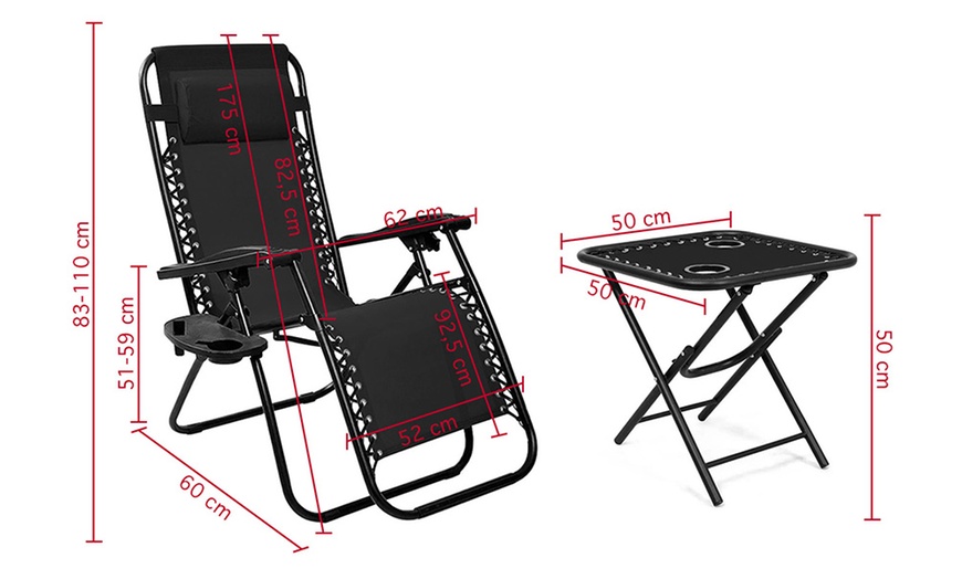 Image 19: Set van 2 tuinstoelen 'Zero Gravity' met een buitentafel