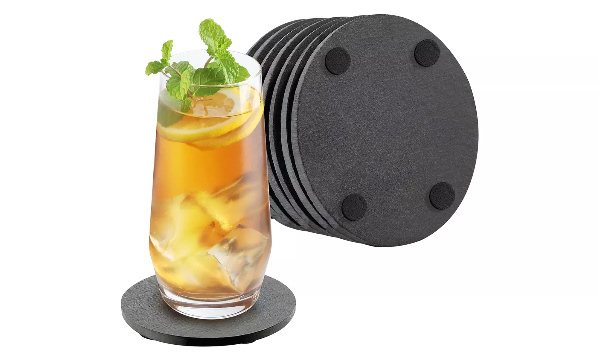 8er-Set natürliche Schiefer-Untersetzer