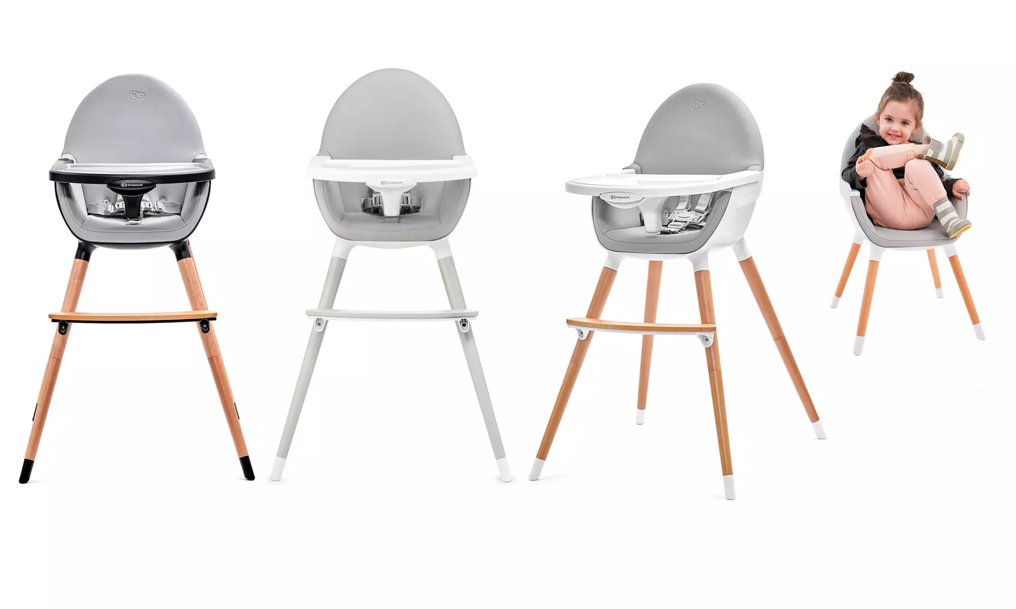 Chaise haute réglable pour bébé 2-en-1 Fini Kinderkraft - Primary Image