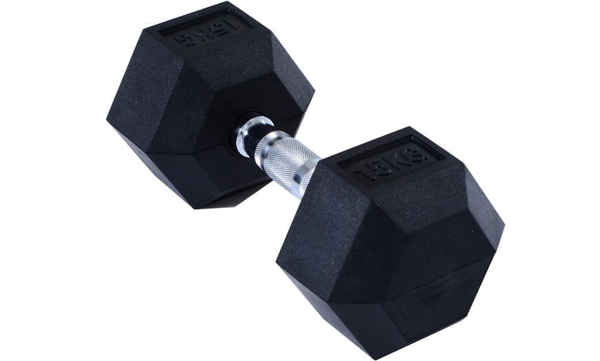 Image 23: Rubber Hexagonal Dumbbells