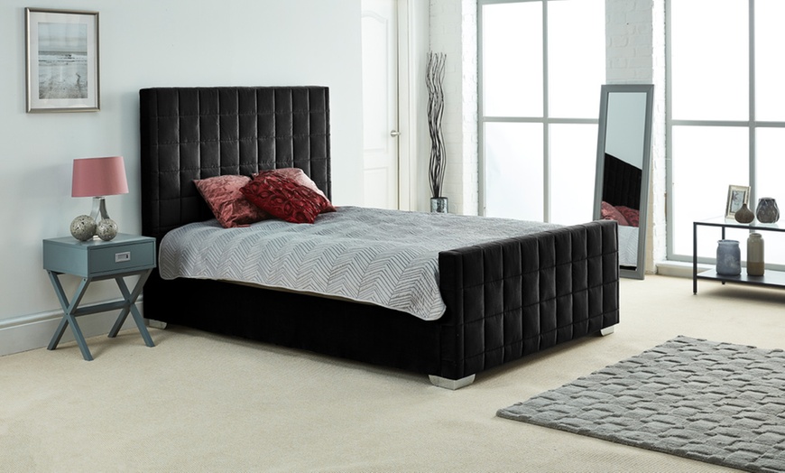 Image 4: Velvet Cube Bed Frame