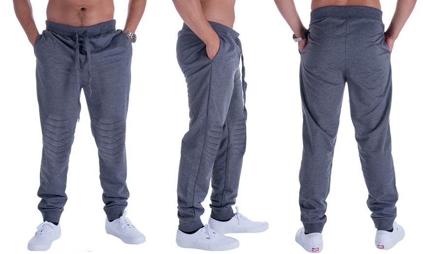 LeeHanTon Men's Fleece MotoPadded Knee Sweatpants Groupon