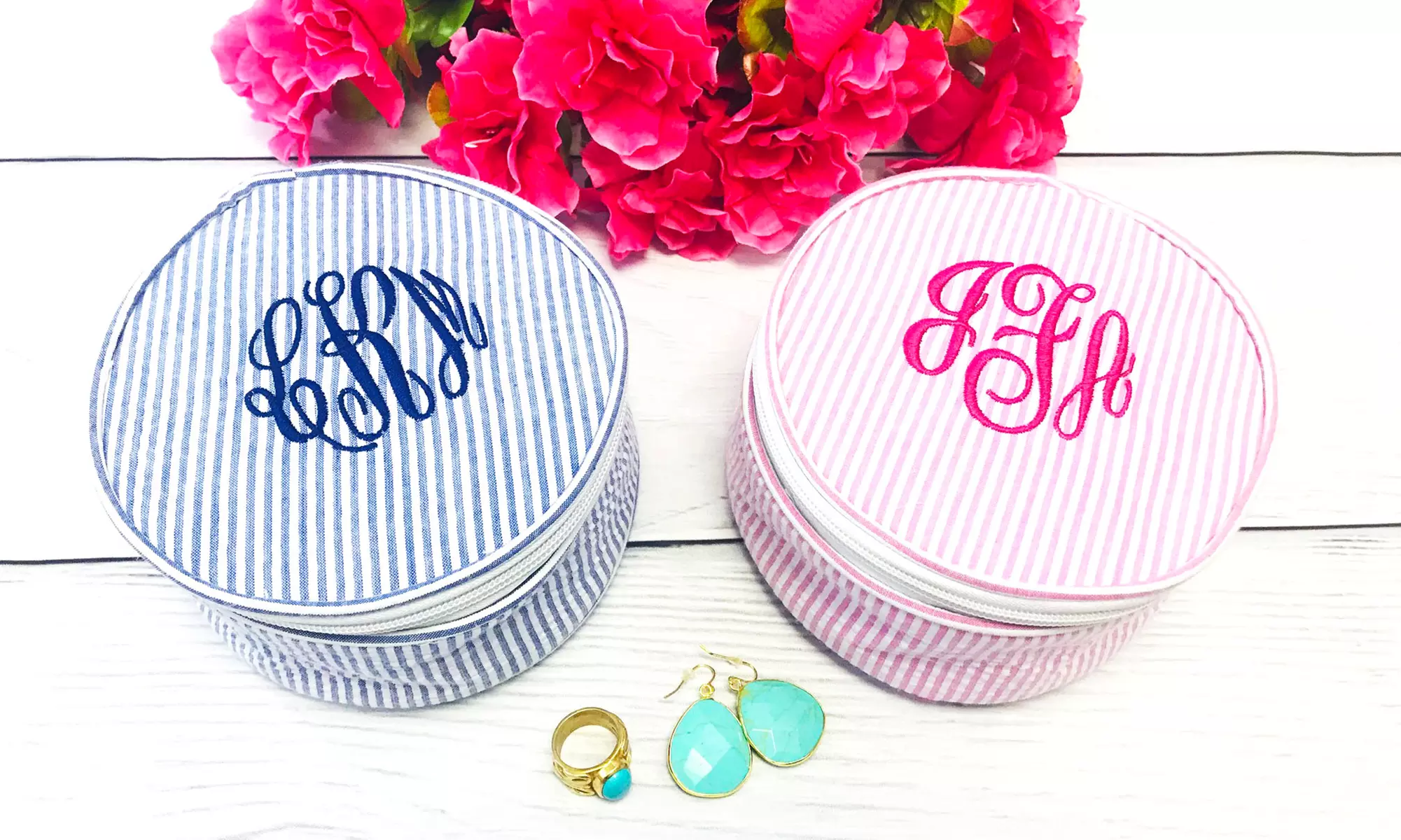 One or Two Personalized Round Travel Jewelry Cases from Embellish Accessories and Gifts (Up to 86% Off) - Primary Image