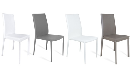 Set di 4 sedie con struttura in metallo, disponibili in 2 modelli e 3 colori