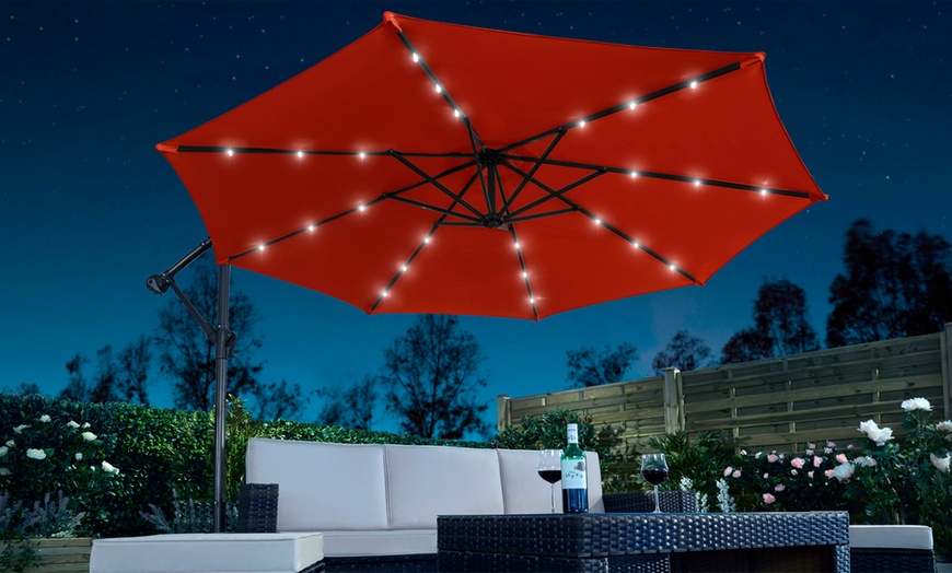 Image 6: Solar LED Cantilever Parasol