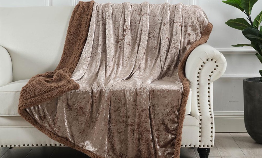 Image 14: Crushed Velvet Sherpa Throw