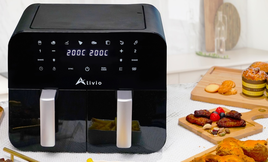 Image 1: Alivio Dual Air Fryer with Smart Touch Control and 9L Capacity 