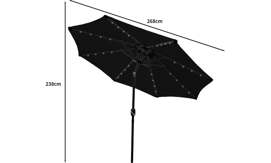 Image 4: LED Parasol 2.7m Tilt Design, Black with 32 Solar-Powered Lights